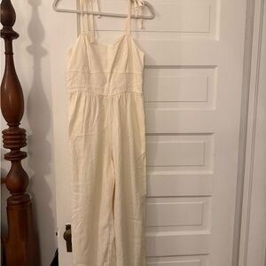 Cream Sleeveless Wide-Leg Jumpsuit